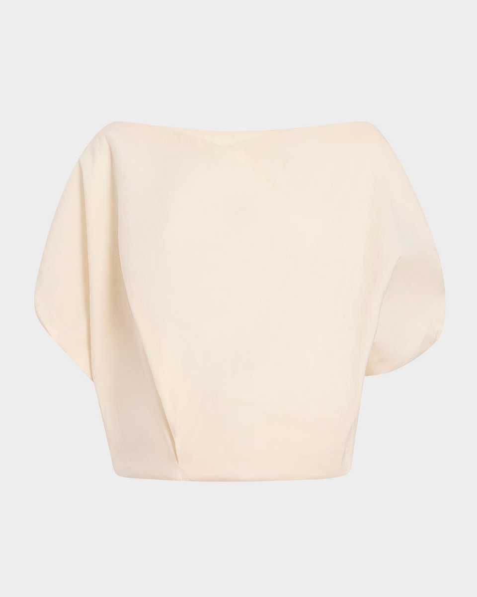 Niles Cap-Sleeve Crop Silk Top